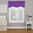 ECLIPSE Kendall Modern Scalloped Valance Rod Pocket Window Curtain for Kitchen or Bathroom, 42" x 18", Purple