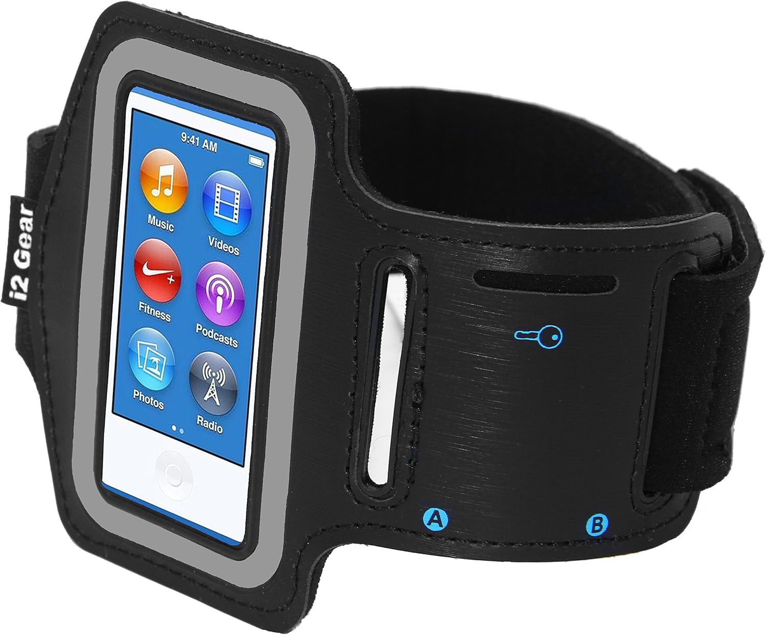 i2 Gear Adjustable Armband Compatible with iPod Nano 8th and 7th Generation Devices (Black): Electronics