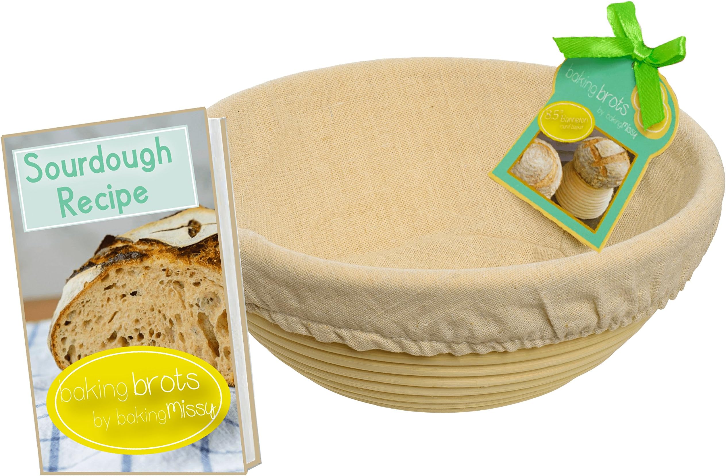 Banneton Proofing Basket 8.5" Inch - Bread Proofing Basket with Linen Liner, for Brotform Dough Rounds Boules - Bread Basket by BakingMissy
