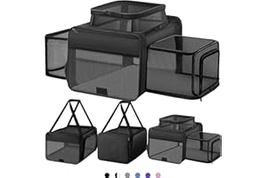 SHARLOVY Top and 2 Sides Expandable Pet Carrier 17x11x9.5, TSA Airline Approved Small Dog Carriers for Small Dogs, Soft-Sided Cat Carrier with Self-Locking Zippers for Kitten,Rabbit, Puppy, Guinea Pig Black