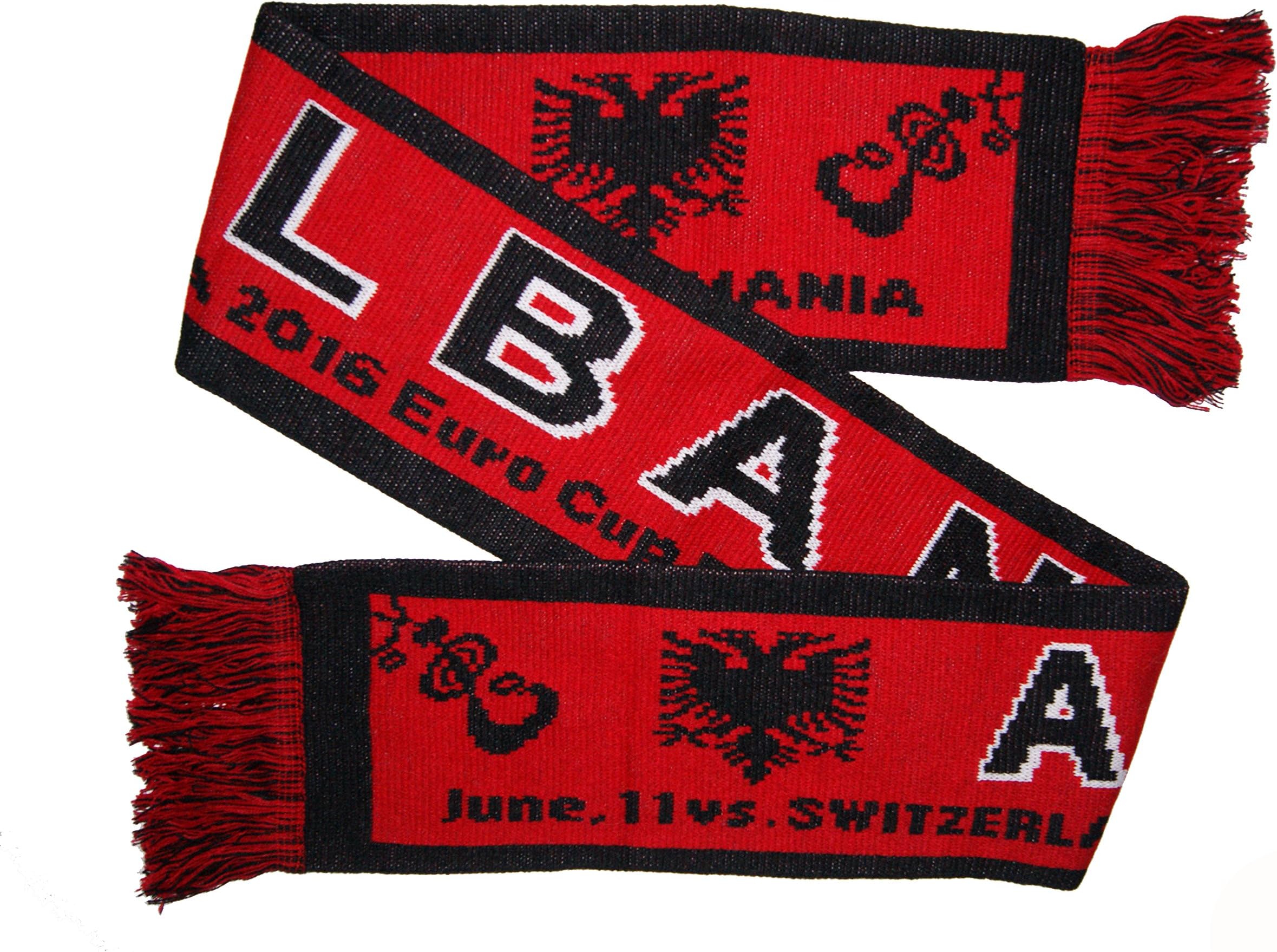 2016 Euro Cup All Group Games Knitted Scarf Black/Red