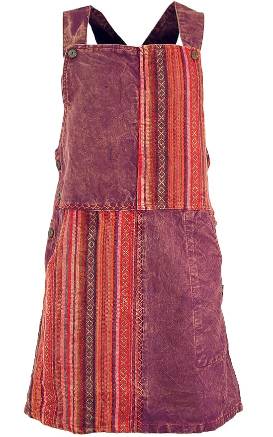 Guru-Shop Latzrock, Ethno Trägerkleid, Damen, Baumwolle, Kurze Röcke Alternative Bekleidung