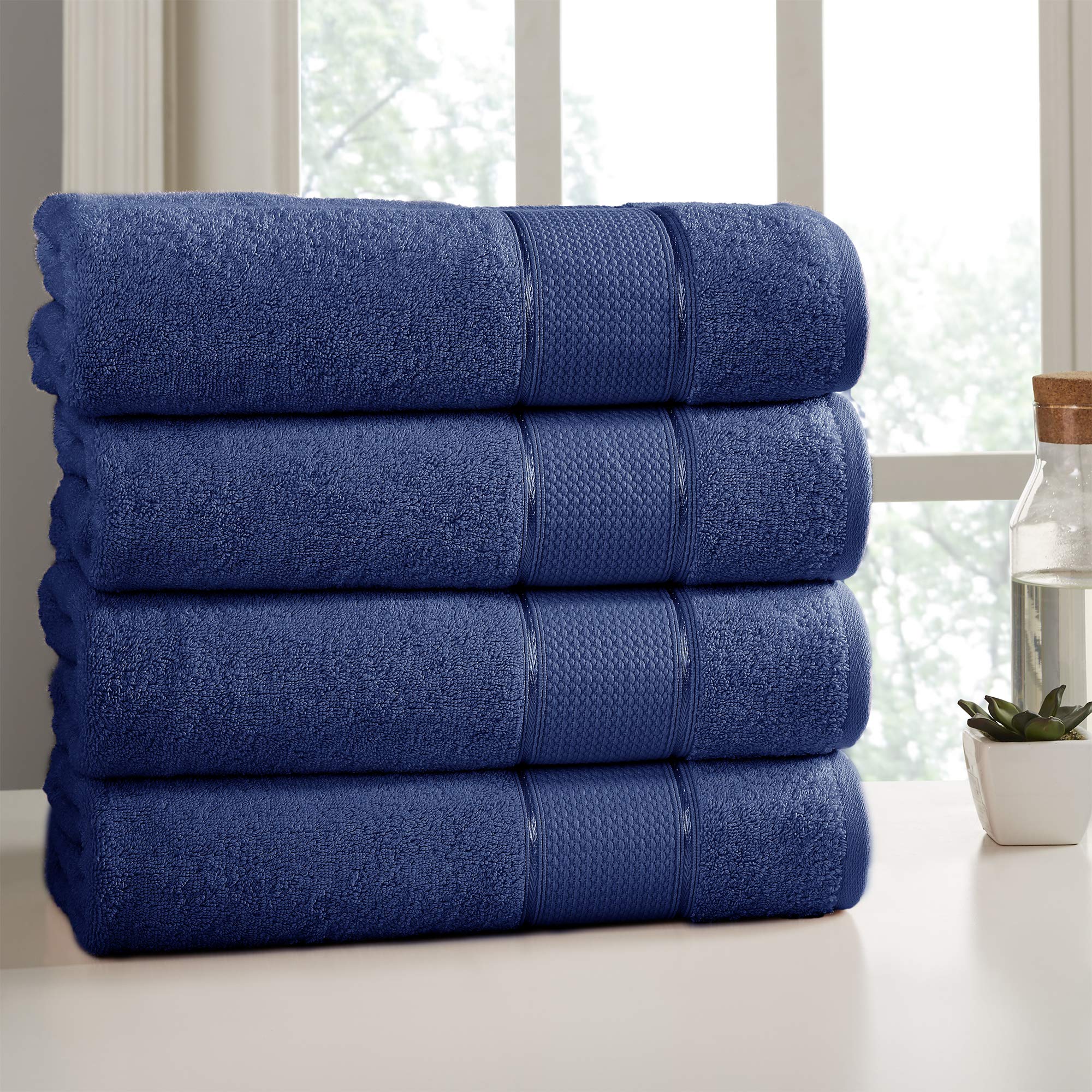Modern Threads 4-Pack SpunLoft Bath Sheet Navy 35x66 Image