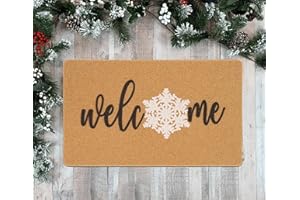 Mealah Winter-Snowflake Welcome-Doormat Outdoor-Entrance - Front Door-Decorative Mats-Artificial Coir Seasonal Home Door Mat 17x29