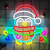 hhuohuona Christmas Penguin Neon Sign Dimmable Neon Christmas Signs Penguin With Lights Led Xmas Light Up Sign Winter Wall Art for Room Decor Penguins Lovers Gift