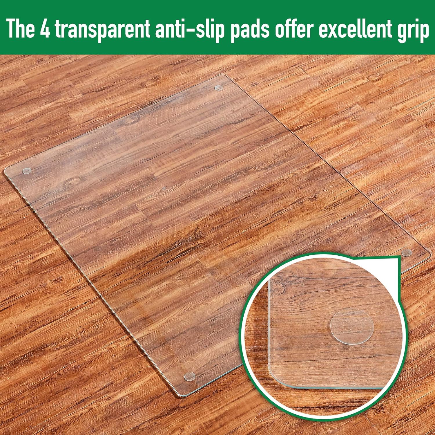 Tempered Glass Chair Mat, 36"×46“, 1/5 Inch Thick Office Chair Mat Carpet & Hardwood Floor, Chair Mats for Carpeted Floor, Chair Mat for Hardwood Floor, Desk Chair Mat, 4 Anti-Slip Pads : Office Products