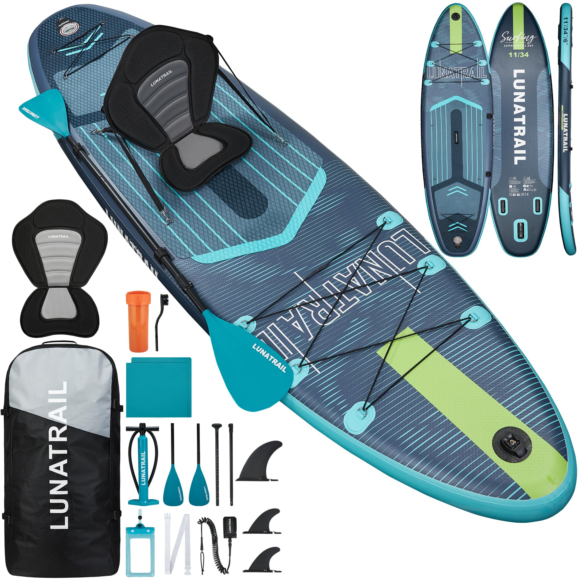 Photo 1 of ?11'×34"? Extra Long/Extra Wide Premium Inflatable Stand Up Paddle Board (SUP) – Portable & Lightweight for Yoga, Surfing, Family Fun | Complete Kit with Paddle, Pump, Bag | Durable Design
