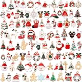 SANNIX 110Pcs Christmas Enamel Charms Gold Jewelry Making Kit