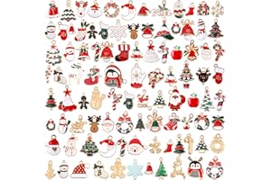 SANNIX 110Pcs Christmas Charms Gold Enamel Jewelry Making Charms Pendant for DIY Xmas Bracelet Necklace Earring Craft Supplies