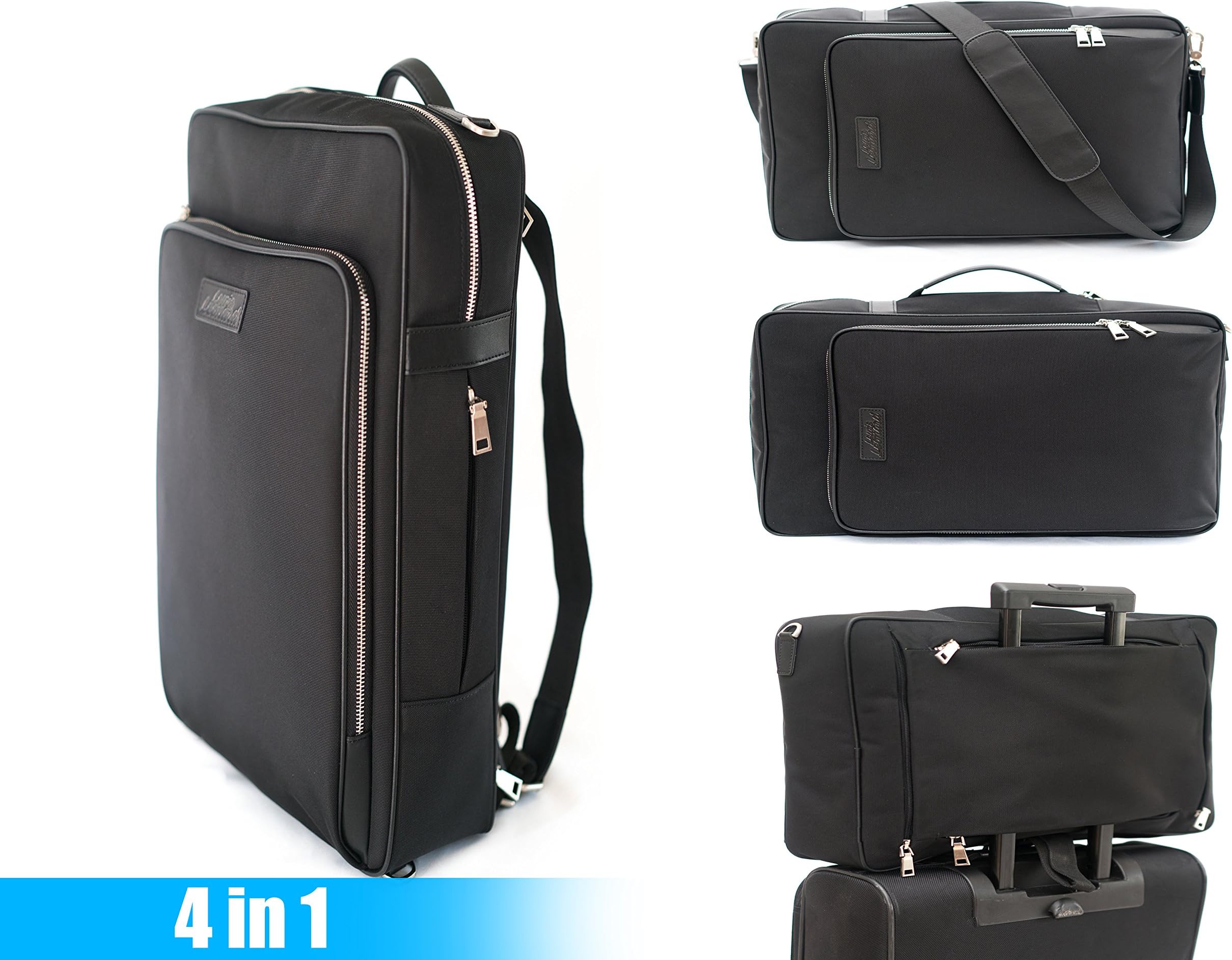 Lewis Leonard Gentleman's Backpack (Professional Business Hybrid Backpack, Briefcase, Laptop Messenger Bag, and Travel Carry-on) Waterproof Black Nylon Bag for Business, School, Work or Traveling