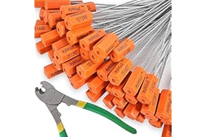 ayktiuf 60 Pieces Security Cable Seals, Metal Number Security Tags for Truck, Trailers, Cargo, Containers, Vans, Oil Tank, Milk Vehicle (Orange, 60 Pack)