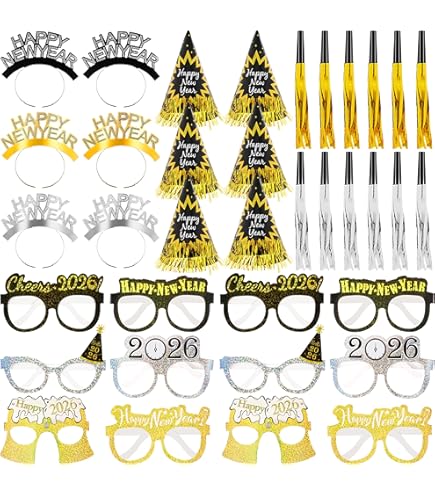 New Years Eve Party Supplies 2025 For 100 I Black And Silver Top Hats Tiaras And Noise Makers Party Favors I 2025 New Years Decorations Happy New Year Decorations 2025 Bulk Party Favors
