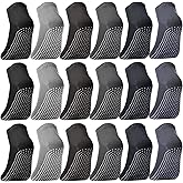 Didaey 18 Pairs Non Slip Socks for Man Woman Athletic Anti Skid Hospital Socks Bulk Low Cut No Show for Pilates