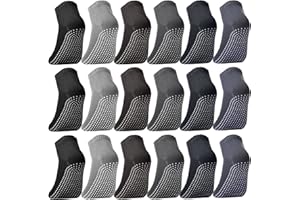 Didaey 18 Pairs Non Slip Socks for Man Woman Athletic Anti Skid Hospital Socks Bulk Low Cut No Show for Pilates