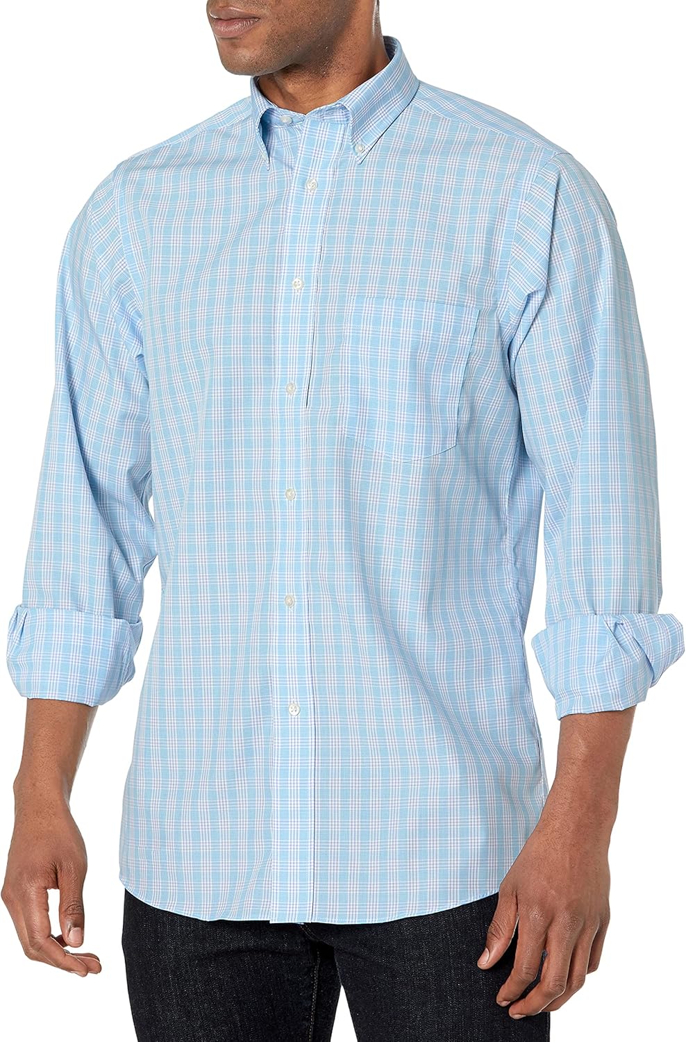 Eagle Mens Dress Shirt Regular Fit Non Iron Stretch Collar Plaid