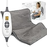 Pure Enrichment PureRelief Ultra-Wide Microplush Heating Pad - 20” x 24” XXL Size & 6 Heat Settings for Temporary Neck, Shoulder & Back Pain Relief - Moist Heat Option & Machine Washable (Gray)