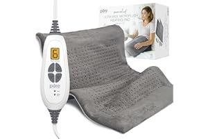 Pure Enrichment PureRelief Ultra-Wide Microplush Heating Pad - 20” x 24” XXL Size & 6 Heat Settings for Temporary Neck, Shoulder & Back Pain Relief - Moist Heat Option & Machine Washable (Gray)