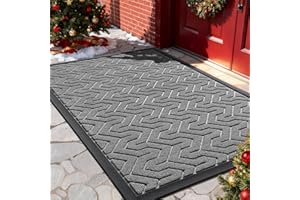 Yimobra Front Door Mat Outside Entrance 29.5x17, Waterproof Heavy Duty Outdoor Mats for Front Door, Non Slip Rubber Entry Mat for Garage Patio Indoor, Grey