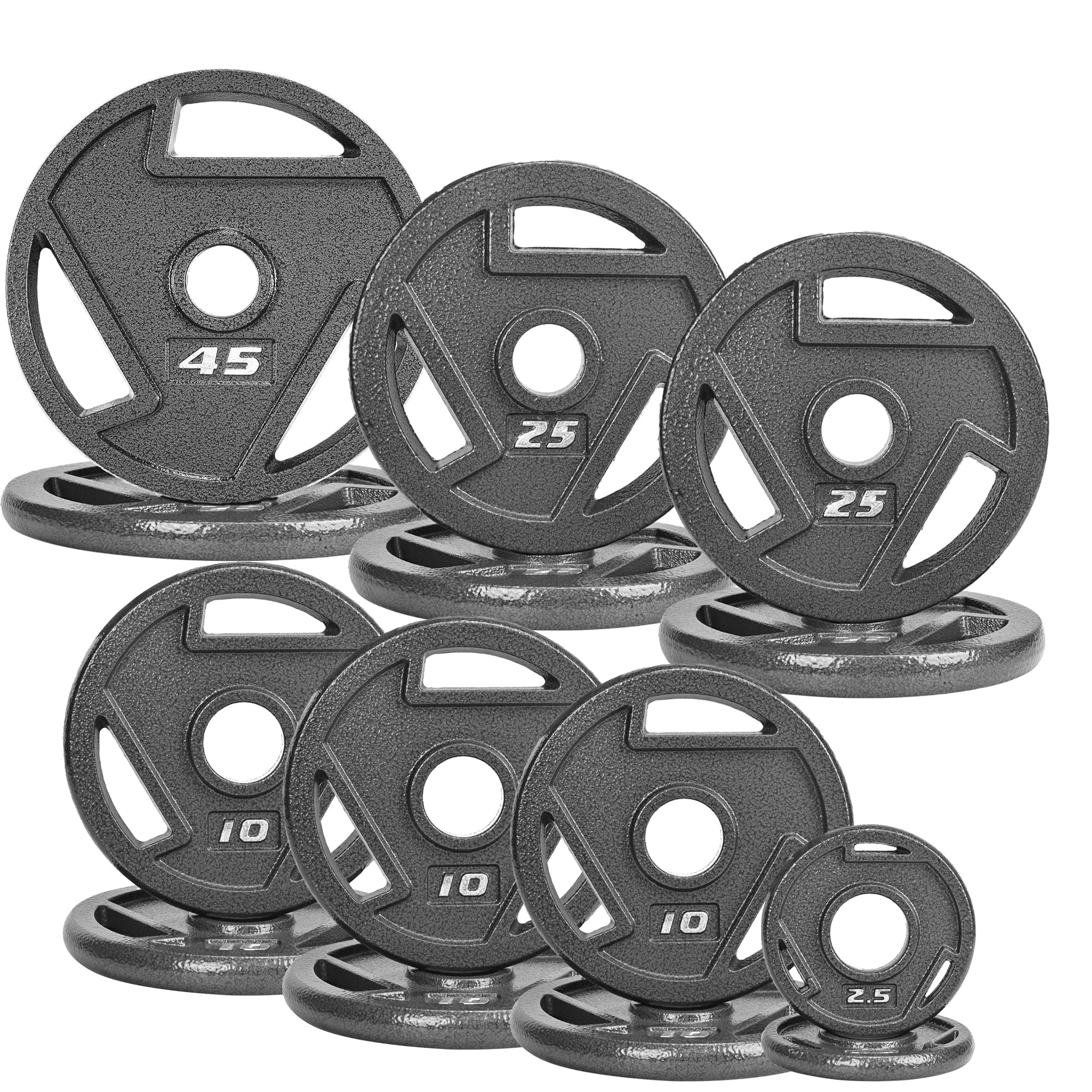 Photo 1 of ***READ CLERK NOTES*** Fitvids Olympic Cast Iron 2-Inch Weight Plates for Strength Training & Weightlifting, 255 Pounds Set, Multiple Packages