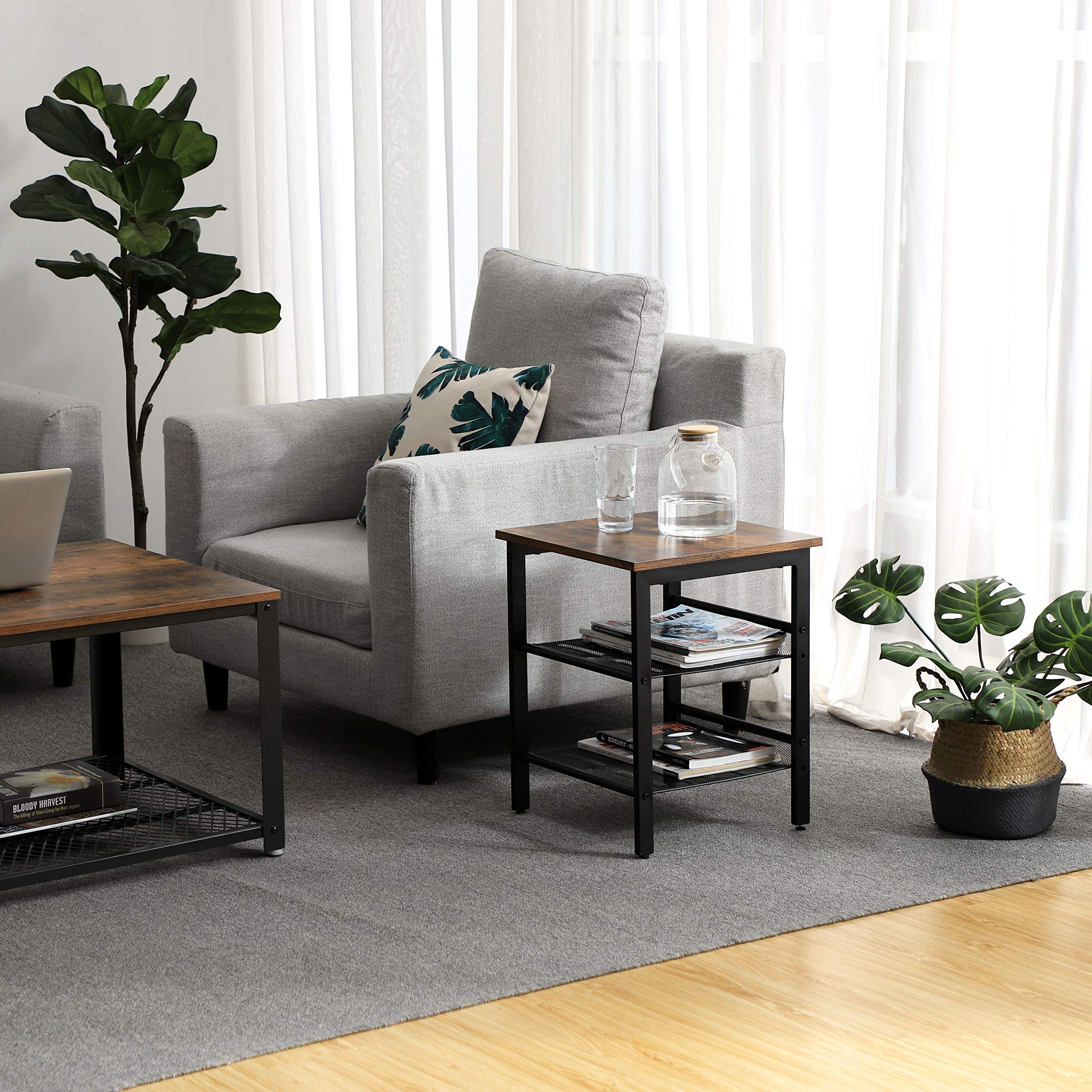 VASAGLE Nightstand, Set of 2 Side Tables, End Tables with Adjustable