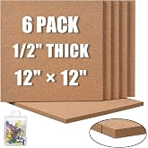 SUNGIFT Cork Board 12"x12" - 1/2 Inch Thick Self-Adhesive Tiles, 6 Pack | Square Bulletin Boards Cork Tiles with 50 Push Pins for Walls in Home, Office, Dorm, Photos, Notes