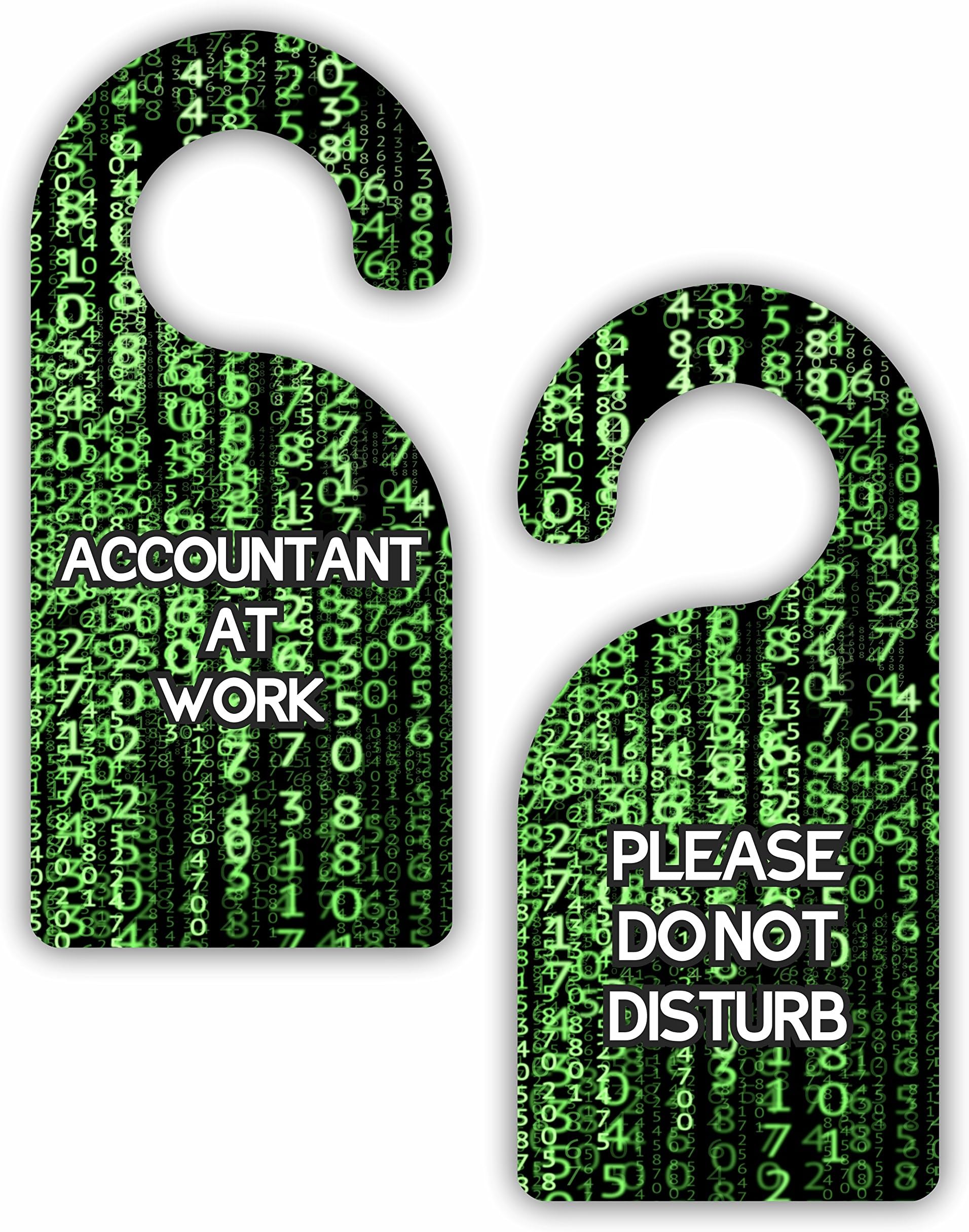 Lea Elliot Accountant at Work/Please Do Not Disturb - Accounting - Numbers - Double-Sided Hard Plastic Glossy Door Hanger
