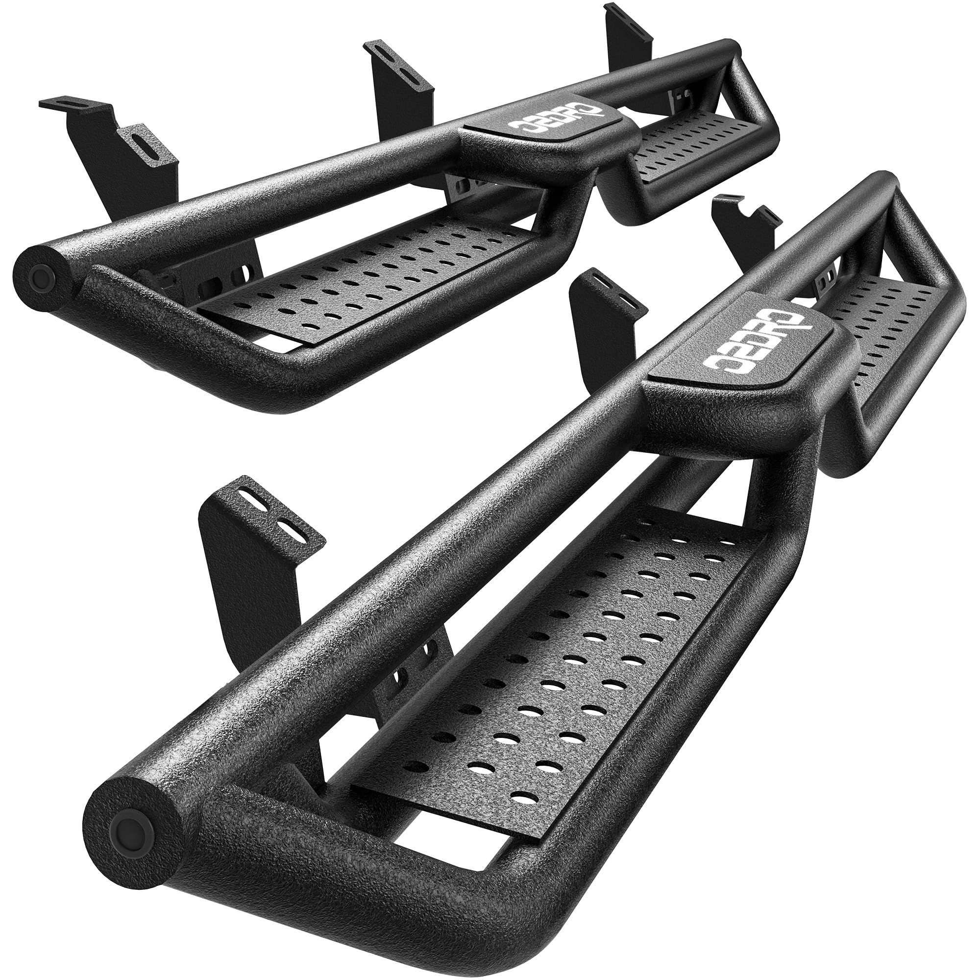 Photo 1 of ***FACTORY SEALED***oEdRo Running Boards Compatible with 2024-2026 Toyota Tacoma Double/Crew Cab 4 Full-Size Doors, Two Stair Design Side Step Rails, Powder-Coated Black Carbon Steel Nerf Bars