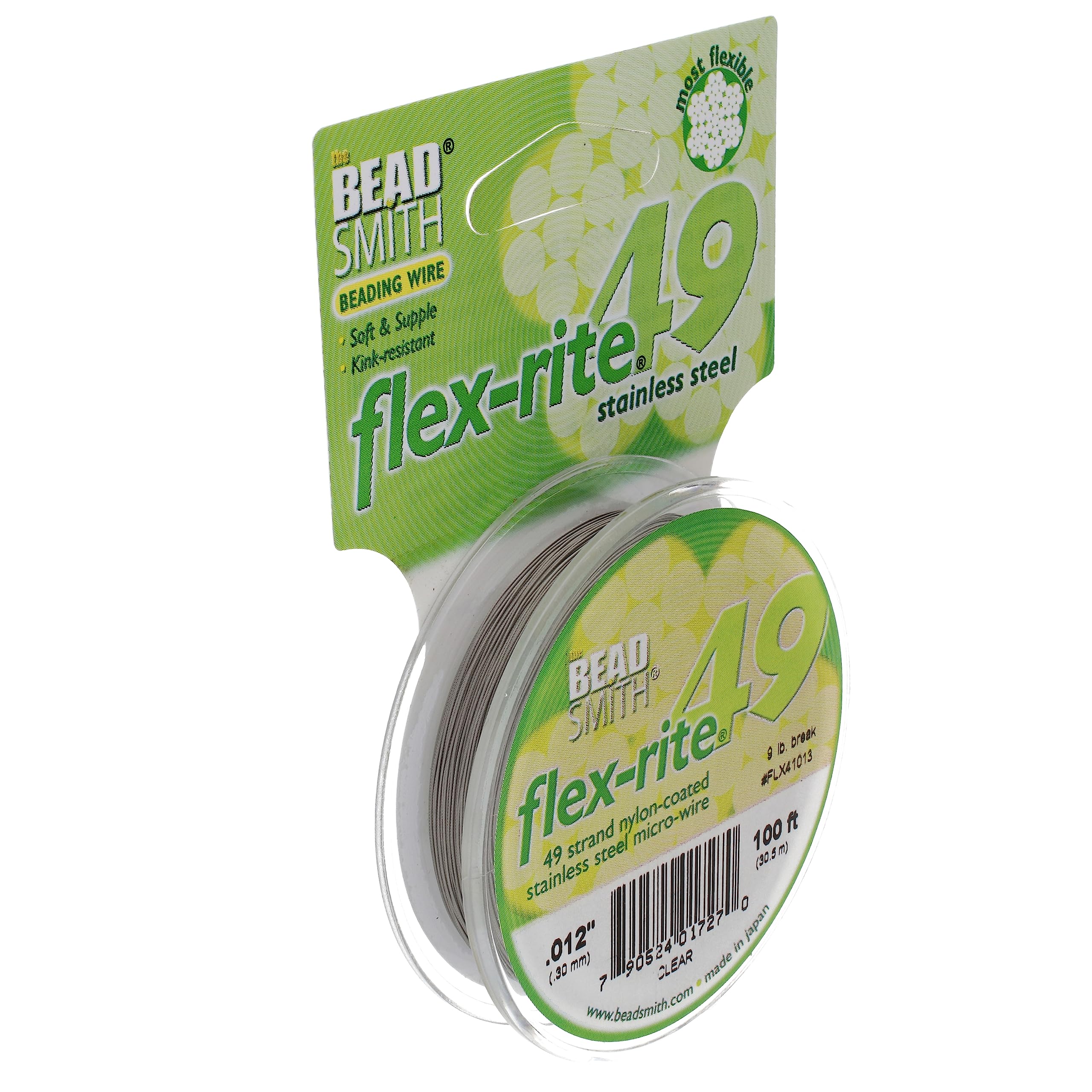 Beadsmith Flex Rite 49 Strand Flex Rite Beading Stringing Wire .012 Inch 100 Feet Professional Nylon Coated Stainless Steel For Small Hole Beads — image 1