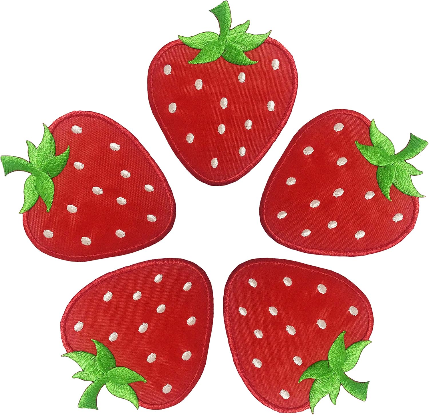 5 pcs Strawberry Patches for Clothing - Strawberry Iron on Patch -Strawberry Applique - Strawberry Patches for Jackets - Fruit Iron on Patches for Clothing Trendy- Easy Application - Vibrant Color