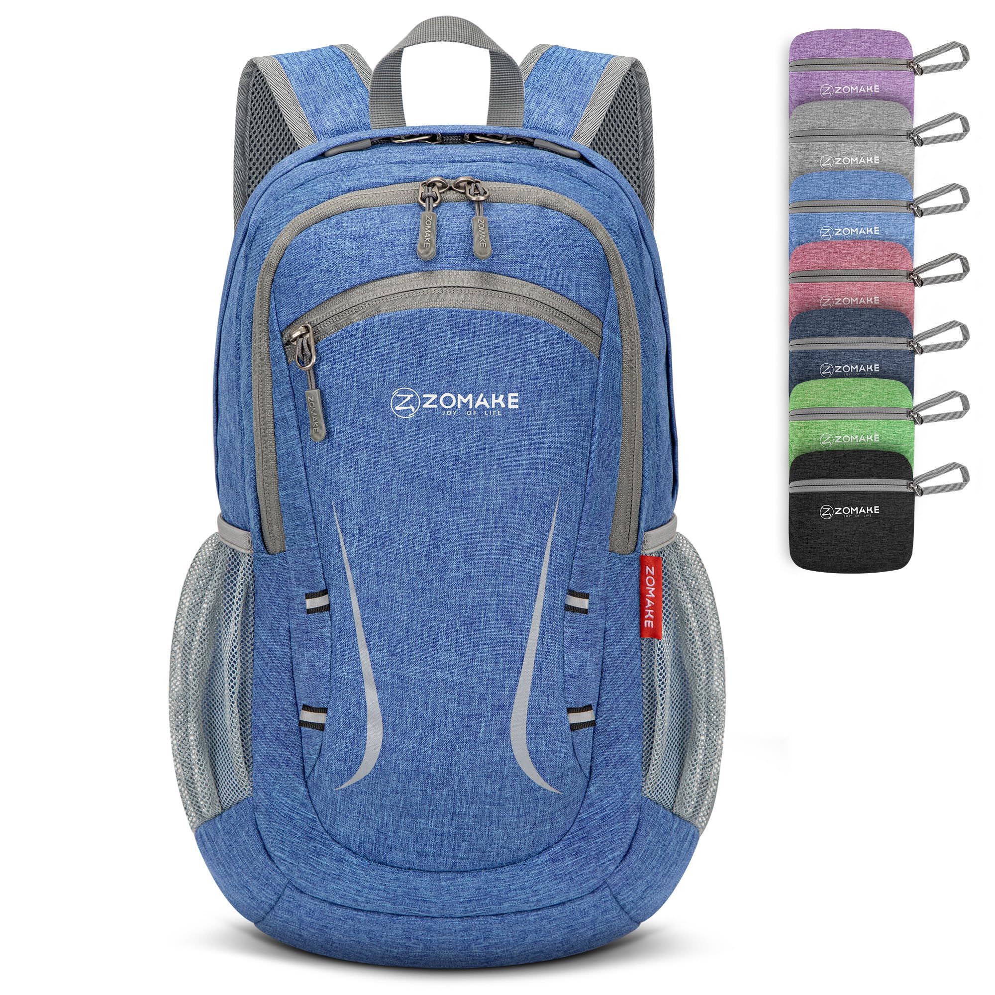 ZOMAKE Lightweight Foldable Backpack, 20L Packable Rucksack Folding Small Back Pack Foldaway Ultralight Daypack for Women Men Travel Hiking Walking (Dark Blue)