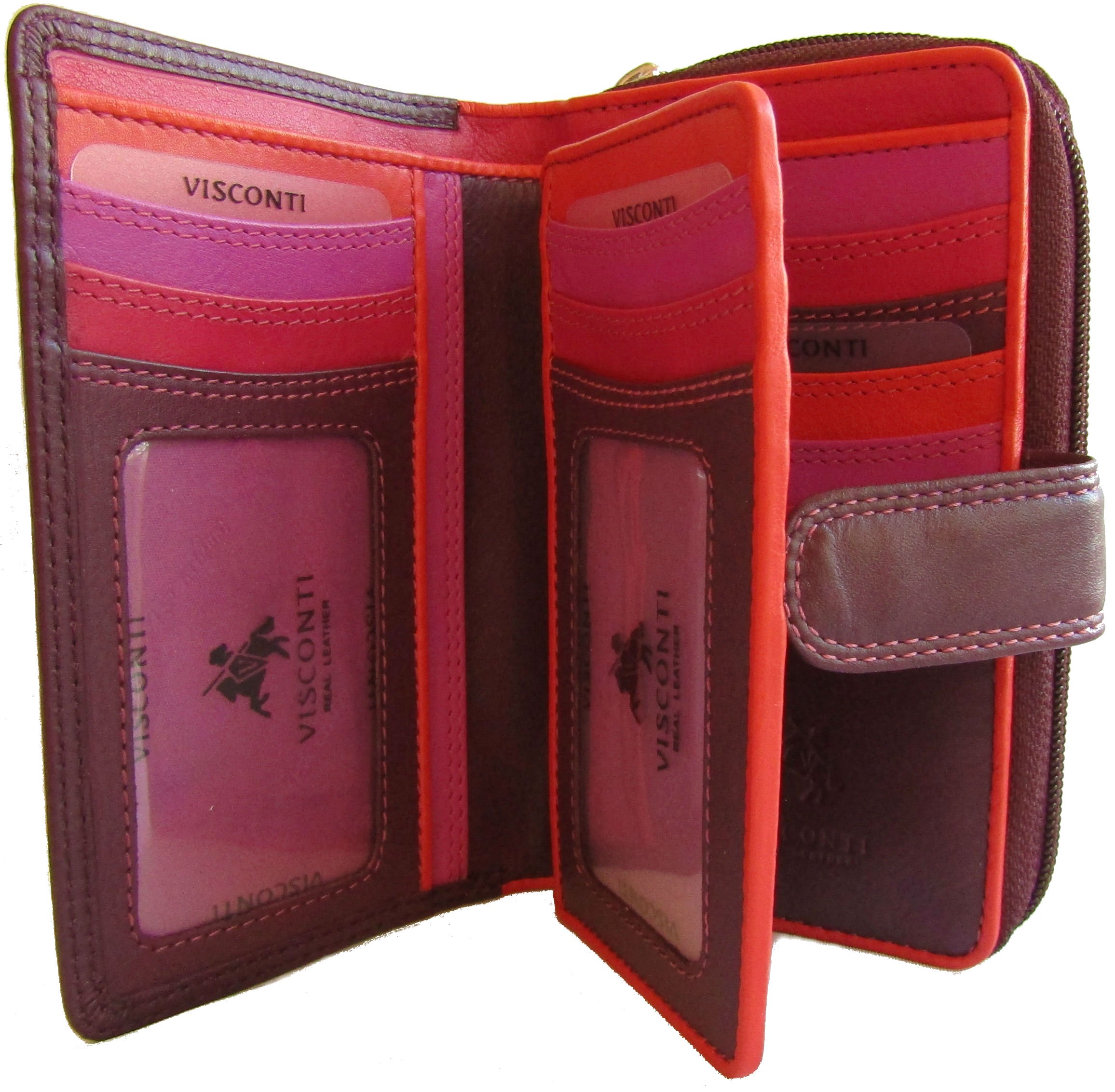 New Gorgeous Plum Multi Visconti soft leather purse style. (Plum Multi R13 Carmelo)