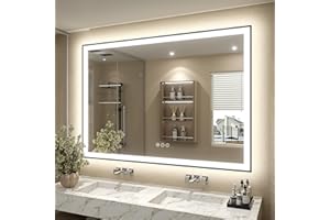 SMIROR LED Bathroom Mirrors with Black Frame Wall Mounted, 50x36 Illuminated Vanity Mirrors with Lights, Dimmable, Anti-Fog, Memory, Shatterproof, ETL Listed (Front Lighted and Backlit)