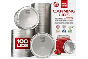 FORJARS - Wide Mouth Canning Lids, 100-Pack – Create Airtight Seals on Mason Jars to Preserve Food for Meal Prep & Emergency 