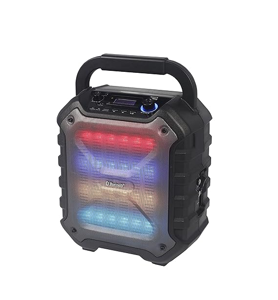 Reflexion PS06BT kompakte PA-Anlage, mobil mit Akku, Lichteffekten und Karaoke-Funktion (Bluetooth, USB, AUX, 160 Watt), schw