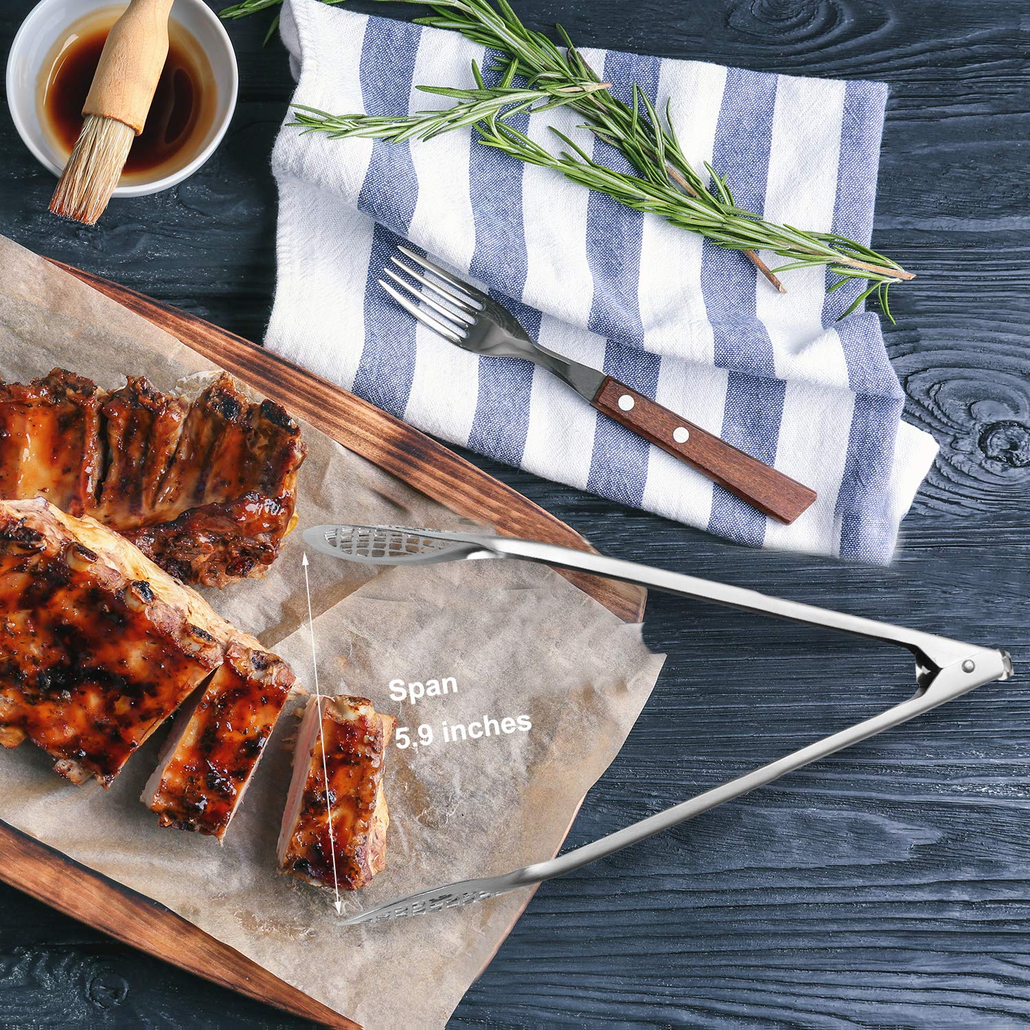 Tongs,Heavy Duty Tongs Stainless Steel Locking Kitchen Tongs,Premium Metal Food Tongs for Cooking Salad Serving Frying Barbeque Grilling, Wide Fry Tongs Set of 2 (12 Inch)