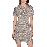 Halston Womens Tweed Short Sleeve Above The Knee Hardware Detail Dress