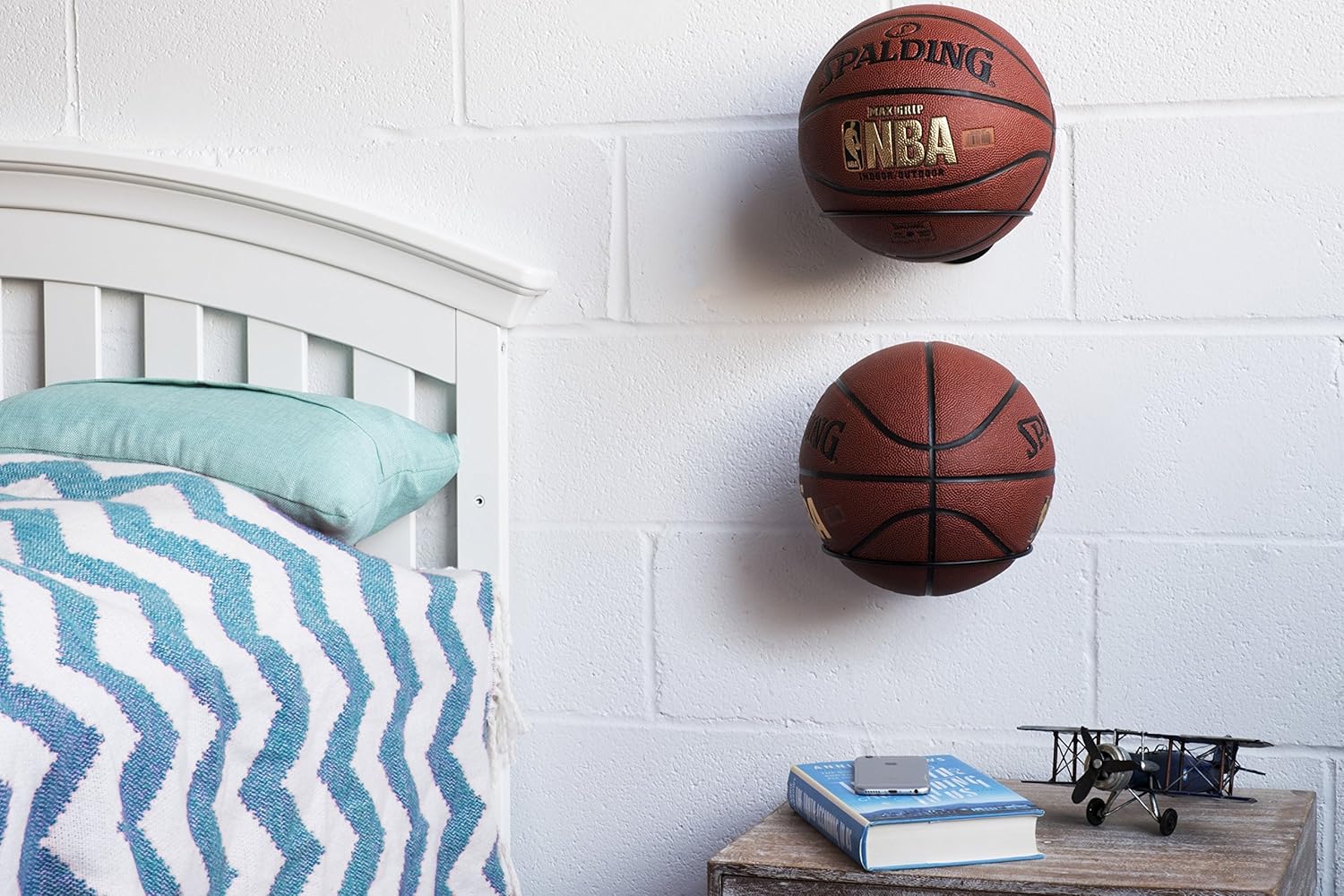 Wallniture Sporta Wall Mounted Sports Ball Holder Rack Display Storage Steel (Black): Home & Kitchen
