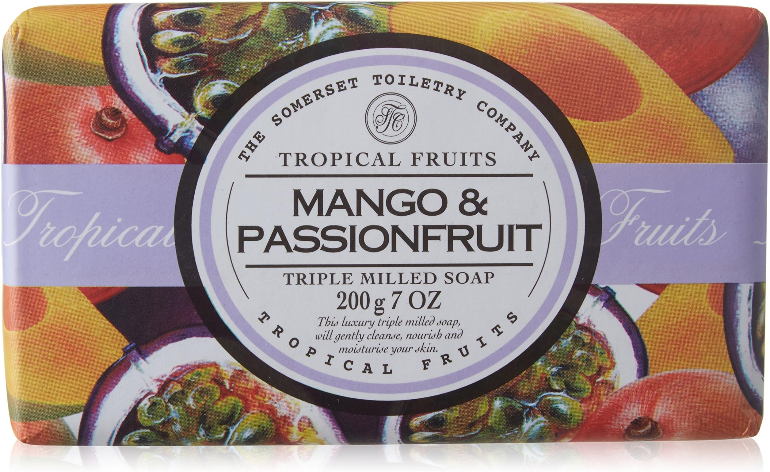 Tropical Fruits - Triple-Milled Vegetable-Based Luxury Soap (Mango and Passionfruit), 200 g / 7 oz