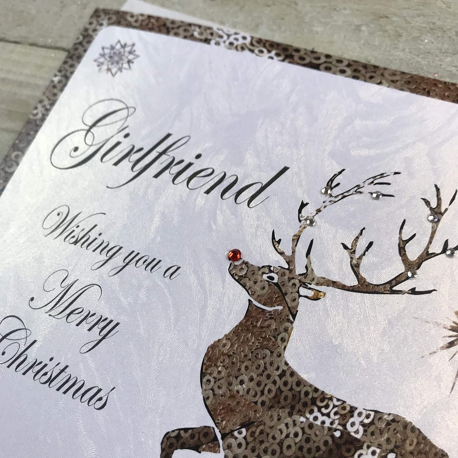WHITE COTTON CARDS C7-GF "Girlfriend"" Handmade Christmas Card" - Image 4
