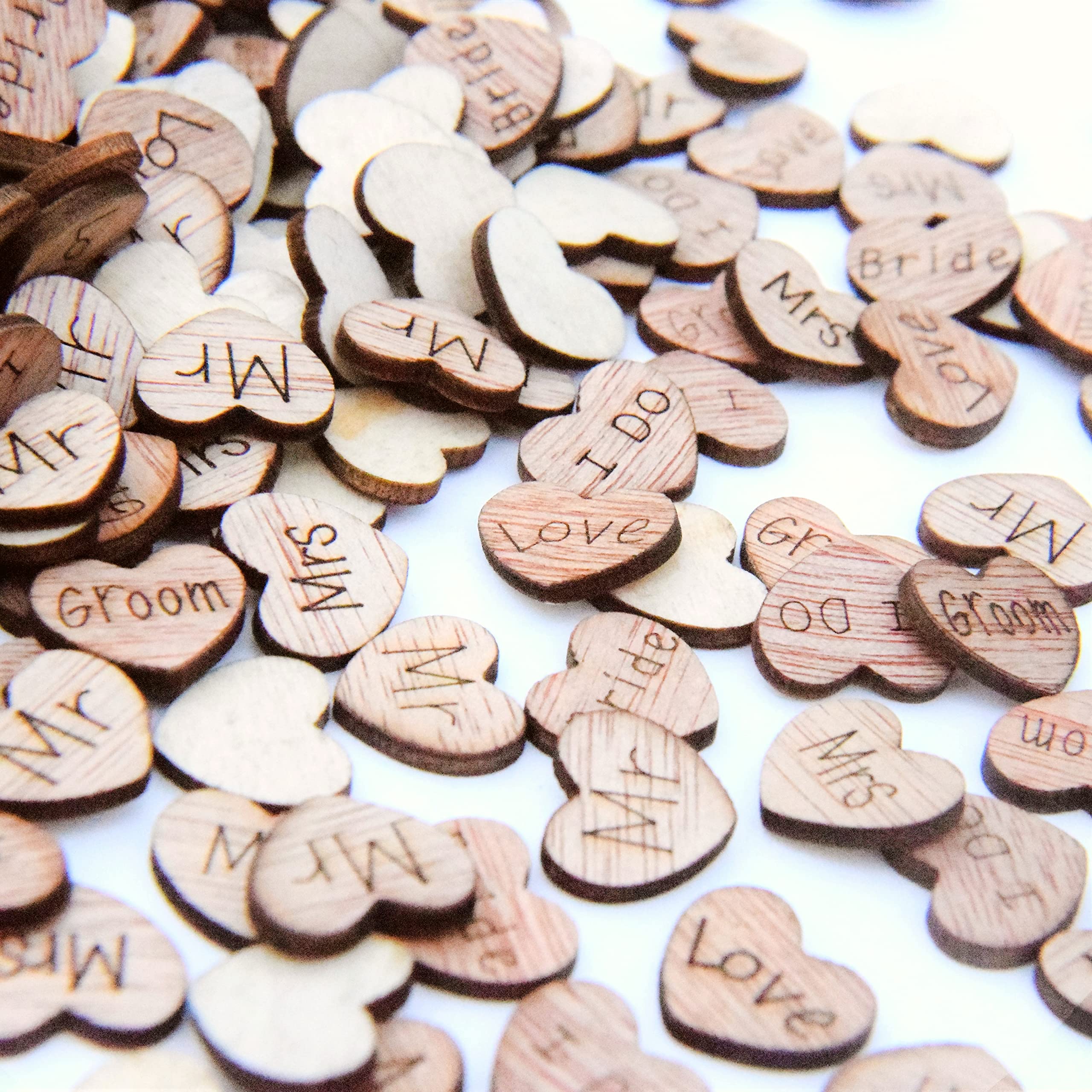 Wedding Table Decorations Rustic Small Wooden Love Hearts Wooden Table Confetti (250 Hearts)
