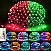 240 LED Net Lights, Color Changing Christmas Net Lights Outdoor Waterproof | 14.8ft x 5ft Connectable Red Green RGB Mesh Lights Clear Wire for Bushes Christmas Halloween Holiday Wedding Party Decor