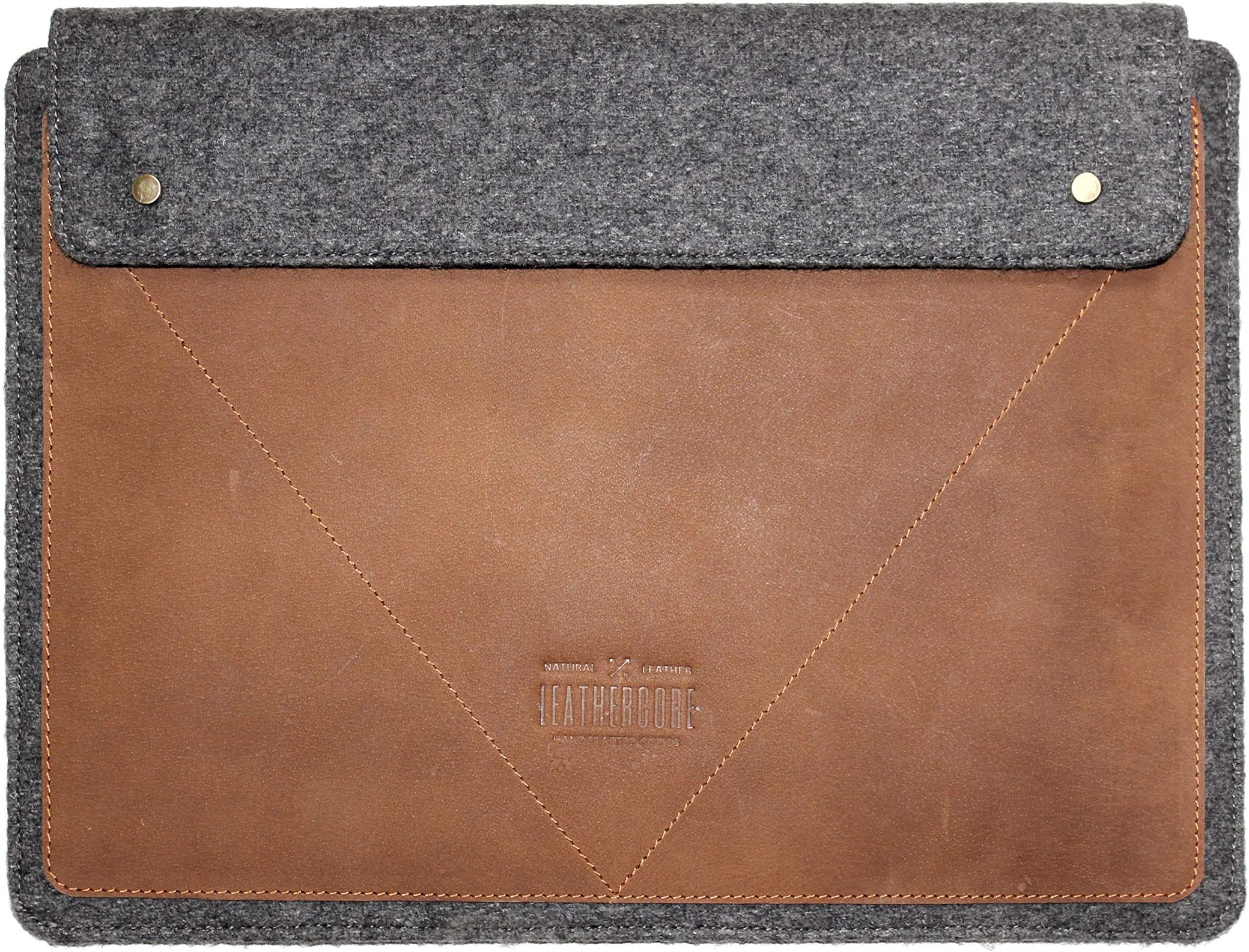 LEATHERCORE 13.3 Inch Compatible Handmade Cow Leather and Felt Padded Incase Sleeve for MacBookAir 13.3 2018| MacBook Pro 13 | HP Spectre 13 Inch Lenovo Yoga 13 Inch Microsoft Surface Book 2 13 Inches