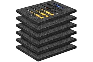 HIMOMO 6 PCS Polyurethane Foam Sheet for Packing,16x12x 0.39 Inch Cuttable Foam Inserts for Cases, Toolbox Foam Inserts,Packing Foam Pads, High Density Foam Square Sheet（Compressed Delivery ）