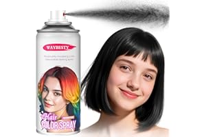 WAYBESTY Temporary Hair Color Spray, Washable Black Hair Spray for Women, Men, Kids, One-Day Hair Color Wax Dye, Natural Hair Spray Hair Strong Style for Cosplay, Party, Christmas (Black 120ml)