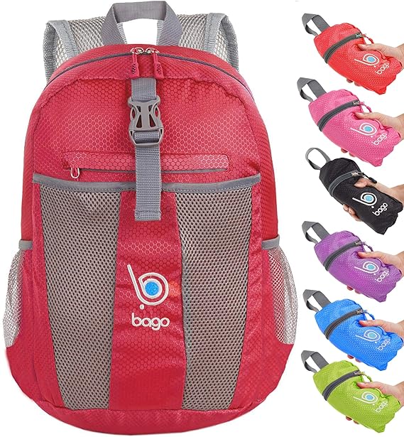 Faltbarer Rucksack für Männer Frauen Kinder Leichter Reiserucksack Tagesrucksack (Red)