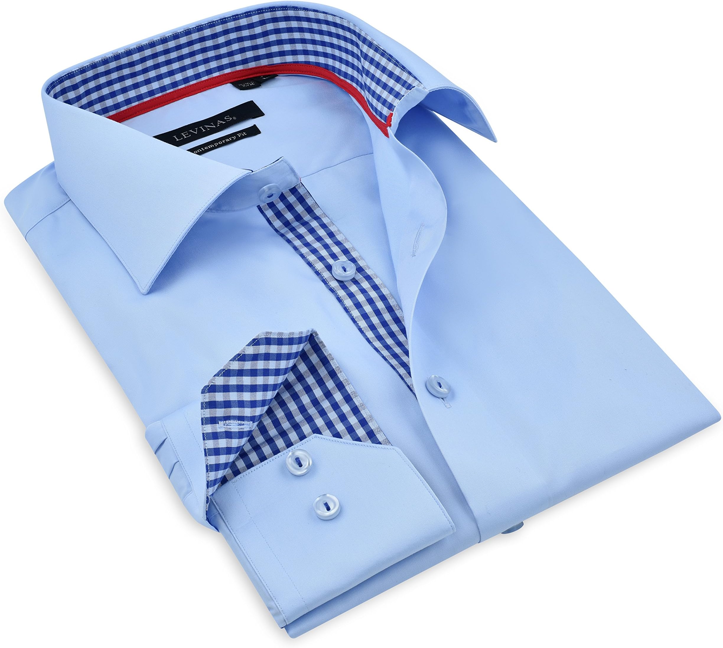 Levinas Mens Shirts Dress Shirts - 100% Cotton Long Sleeve- Button Down Shirts - Contemporary Fit