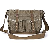 GOOTIUM Canvas Messenger Bag - Vintage Shoulder Bag Frayed Style Boho Purse