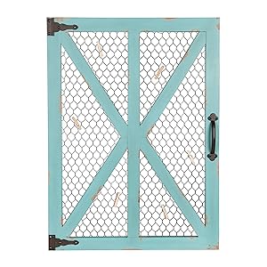 Kate and Laurel Wickett Rustic Farmhouse Wooden Windowpane Photo Collage Clip Wall Frame, Teal