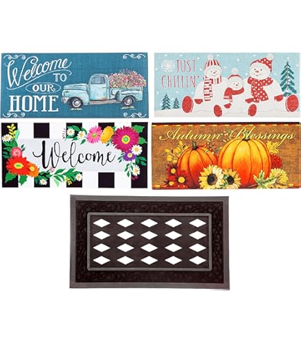 Amazon.com: Evergreen Sassafras Doormat Insert Bundle & Tray Set