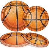 durony 60 Pieces Basketball Paper Plates Disposable Party Plates 7 Inches and 9 Inches Dessert Dinner Plate for Basketball Themed Birthday Party Supplies Decorations
